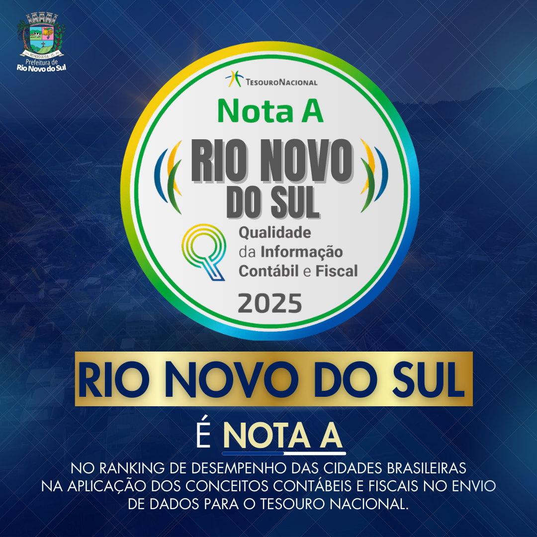 Rio Novo é nota A na gestão fiscal e contábil no envio de dados ao tesouro nacional